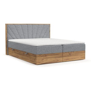 Sivá/v prírodnej farbe boxspring posteľ s úložným priestorom 140x200 cm Asahi – Maison de Rêve