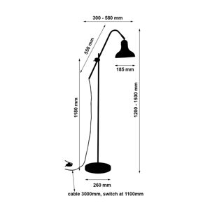 Stojacia lampa Winston, tienidlo čierna/biela