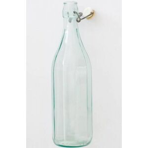 Kinekus Fľaša sklenená 1000ml, s patentným uzáverom, okrúhla, hladká +4 samolepky