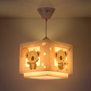 Detská závesná lampa Koala, 1-plameňová, ružová