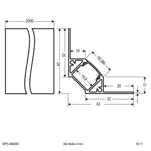 EVN APFL3 Al-dlaždicový profil vnútorný 200x4,3cm