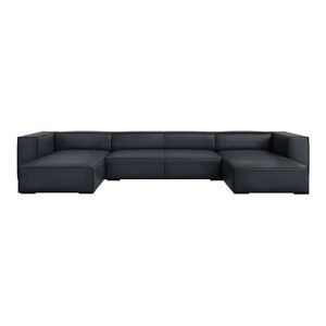 Čierna kožená rohová pohovka (do "U") Madame - Windsor & Co Sofas