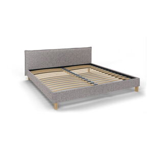 Sivá čalúnená dvojlôžková posteľ s roštom 200x200 cm Tina - Ropez