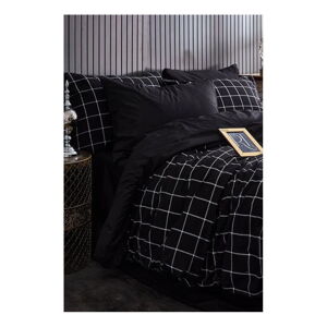 Čierne obliečky na dvojlôžko/predĺžené s plachtou/4-dielne 200x220 cm Geometric – Mila Home