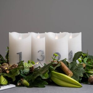 LED Sviečka Sara Advent 4ks 12,5 cm biela/striebro