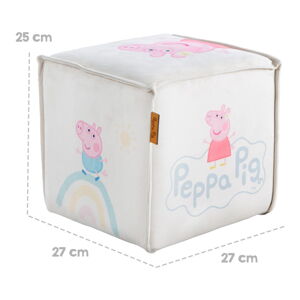 Biely zamatový detský puf Peppa Pig – Roba