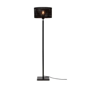 Čierna stojacia lampa s bambusovým tienidlom (výška 128 cm) Java – Good&Mojo