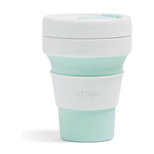 Bielo-zelený skladací cestovný hrnček Stojo Pocket Cup Mint, 355 ml