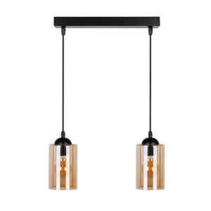 Čierne závesné svietidlo so skleneným tienidlom 10x34 cm Bistro - Candellux Lighting