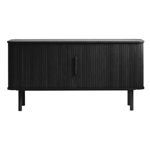 Čierna nízka komoda v dekore duba s posuvnými dverami 76x160 cm Cavo – Unique Furniture