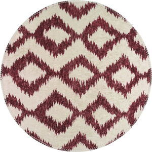 Vínovo-biely umývateľný okrúhly koberec ø 100 cm - Vitaus