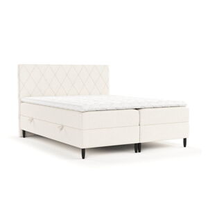 Krémovobiela boxspring posteľ s úložným priestorom 200x200 cm Gwen – Maison de Rêve