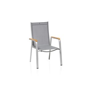 Cirrus stolička s teakovými podrúčkami sivá