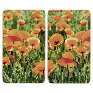 Kryty na sporák z tvrdeného skla v súprave 2 ks 52x30 cm Poppy Field - Wenko