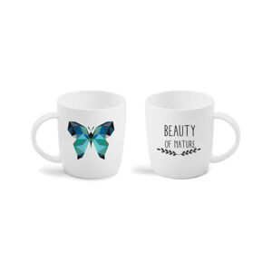 Hrnček z imitácie porcelánu s obojstrannou potlačou Vialli Design Butterfly, 370 ml