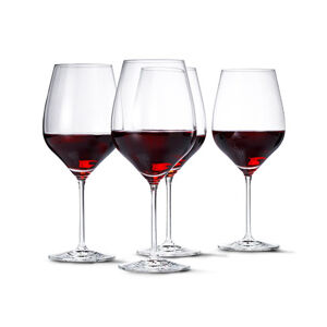 Poháre na červené víno z krištáľového skla, 4 ks